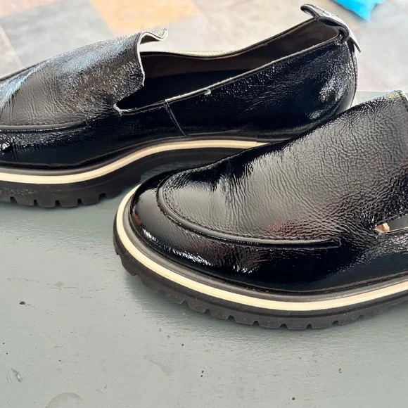 Paul Green Naomi Black Crinkled Patent Platform Super Soft Loafer- NWOT 8.5 size - Picture 3 of 9